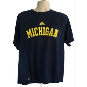 Adidas Climalite Short Sleeve Shirt Navy Blue University Michigan Wolverines L